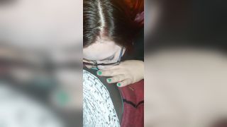 White BBW Sucks on Boyfriend's BBC - 1 image