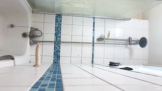 beautiful chunky solo selfie in the shower - 10 image