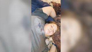 Uncut Fucking my Pussy with Giant Dildo Sucking Dick and getting Fucked with Creampie ending