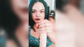 POV BBW MILF Serene Strokes, Sucks and Rides Dildo - 3 image