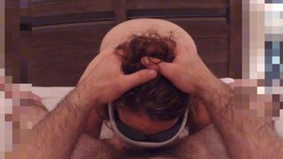 POV PAWG wife deep throat blow job