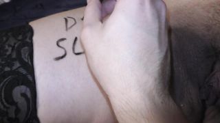 Big boob wife in stockings get her first dirty body writing - 2 image