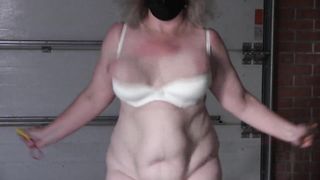 Mature BBW MILF Jumping Rope Shaking Big Tits. - 11 image