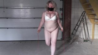 Mature BBW MILF Jumping Rope Shaking Big Tits. - 8 image