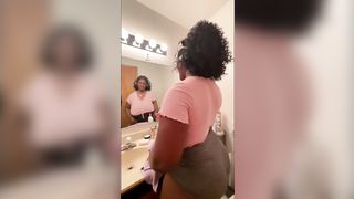 Ebony BBW Cleaning Nipples Hanging out my Shirt - 3 image