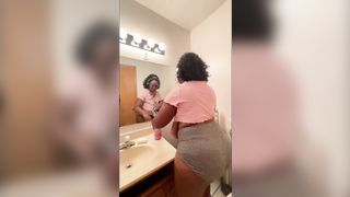 Ebony BBW Cleaning Nipples Hanging out my Shirt