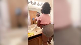 Ebony BBW Cleaning Nipples Hanging out my Shirt - 9 image