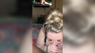 BBW Bombshell Suck on Fat BBC while Hubby Watches - 5 image
