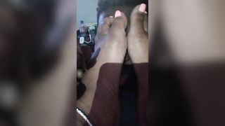 Ebony BBW Step-Mom Dominates and Smothering Step-Son with her Meaty Soles - 10 image