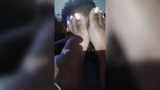 Ebony BBW Step-Mom Dominates and Smothering Step-Son with her Meaty Soles
