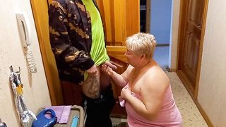 doggy style sex and blowjob to a courier