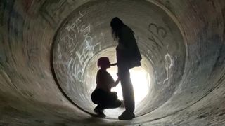 Voyeur BBC Worship Aggressive BlowJob Public - 1 image