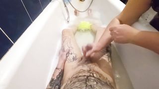 stepmom washes me in the bathroom and jerks off my cock - 7 image
