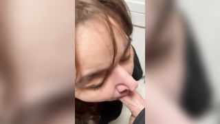 Mixed Chick on her Knees Sucks Cock in the Kitchen and Swallows a Huge Load - 14 image