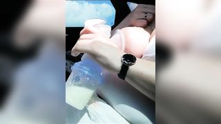 Pumping my Big Milk Tits Empty in the Car - 11 image