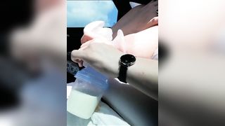 Pumping my Big Milk Tits Empty in the Car - 13 image
