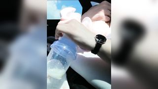 Pumping my Big Milk Tits Empty in the Car - 5 image