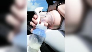 Pumping my Big Milk Tits Empty in the Car - 6 image