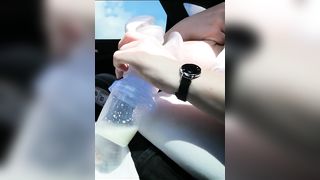 Pumping my Big Milk Tits Empty in the Car - 7 image