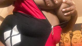 Sexy Black BBW Tits Flopping Nipple Teasing In Slow Motion - 13 image