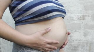 Wife outdoor with a huge cheating pregnant belly -Milky Mari - 13 image