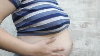 Wife outdoor with a huge cheating pregnant belly -Milky Mari - 3 image