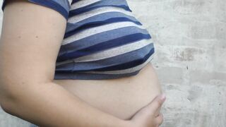 Wife outdoor with a huge cheating pregnant belly -Milky Mari - 6 image