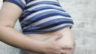 Wife outdoor with a huge cheating pregnant belly -Milky Mari - 8 image