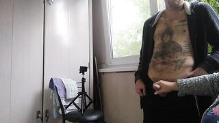 she jerks off my cock on a smoke break - 5 image