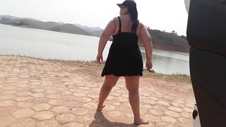 Showing off at the dam and masturbating - 2 image
