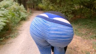 Big Ass Wedgie and Thong Flashing MILF on a Public Trail - 1 image