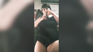 BBW Arab Teases Camera while she Blows Smoke - 4 image