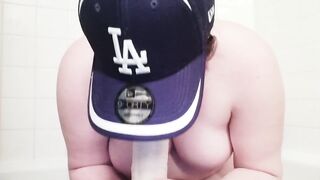 Annie Lannie - Chubby Girl Sucks and makes Ahegao Face in her Shower. - 2 image