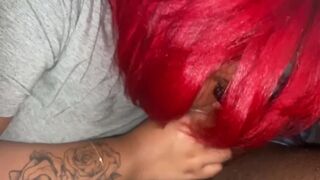 Redbone Ebony BBW Giving Sloppy Head - 1 image