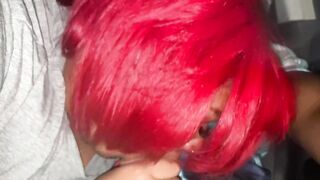 Redbone Ebony BBW Giving Sloppy Head - 5 image
