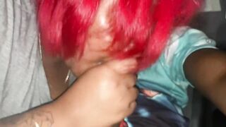 Redbone Ebony BBW Giving Sloppy Head - 6 image