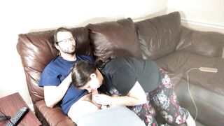 Ignored Blowjob while Gaming Turns into Fucking and Facial on the Couch - 3 image