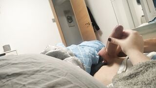 Slutty Mature Wife Masturbates Her Cuckold Husband's Big Cock - 8 image