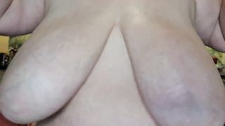 Horny BBW Oily Titty Drop Plays with Boobs and Begs for Cum - 14 image