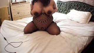 Pregnant wife in front of cam