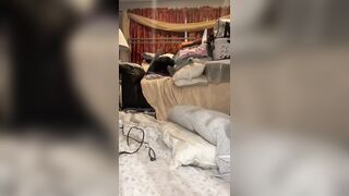 Riding my big dildo while using vibrator and humping pillow with lots of oil - 14 image
