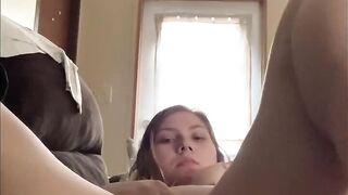 Busty MILF plays with juicy pussy on the couch