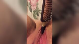 Fucking my tight pussy with a brush - 7 image