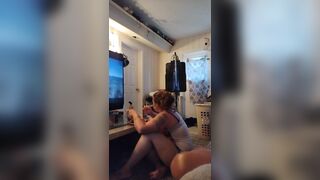 Pretty girl in night dress eats chicken wings and macaroni and cheese - 2 image