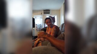 Pretty girl smokes in night dress on the couch part 1 - 12 image