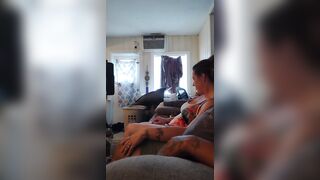 Pretty girl smokes in night dress on the couch part 1 - 3 image