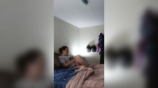 Pretty girl smoking in purple panties part 1 - 2 image