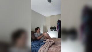 Pretty girl smoking in purple panties part 1 - 3 image