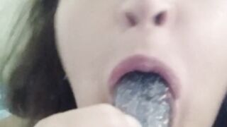 Sexyy GreenEyes Gemini deepthroating her favorite sparkly toy - 12 image