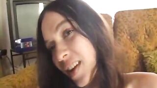 Slut demonstrates dildo to old man - 7 image